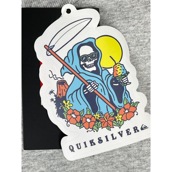 Quiksilver Mens Medium T-Shirt Kauai Heather Gray Logo Print Cotton Crew Neck - Picture 13 of 14